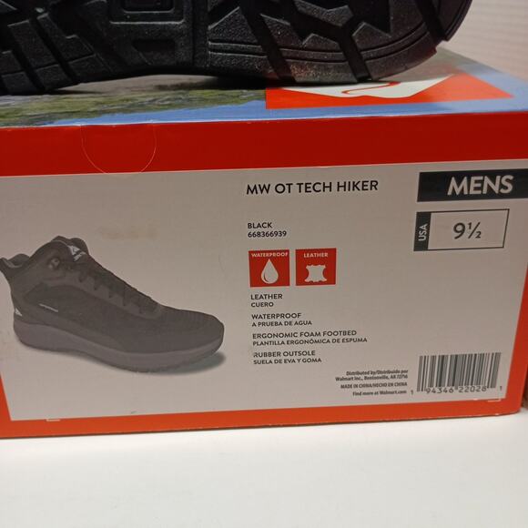 Men’s size 9.5 Ozark Trail Tech Hiker Waterproof Boots Black - Picture 8 of 8